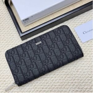 Dior Saddle Zip-Around Long Wallet - Black Oblique