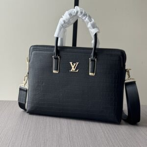 Louis Vuitton Briefcase – Black Croc-Embossed Calfskin & Combination Lock